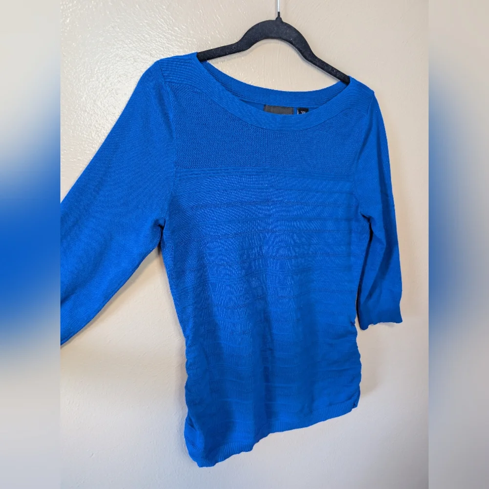 Sweater Blue Ribbed Crew Neck - Picture 2 of 12